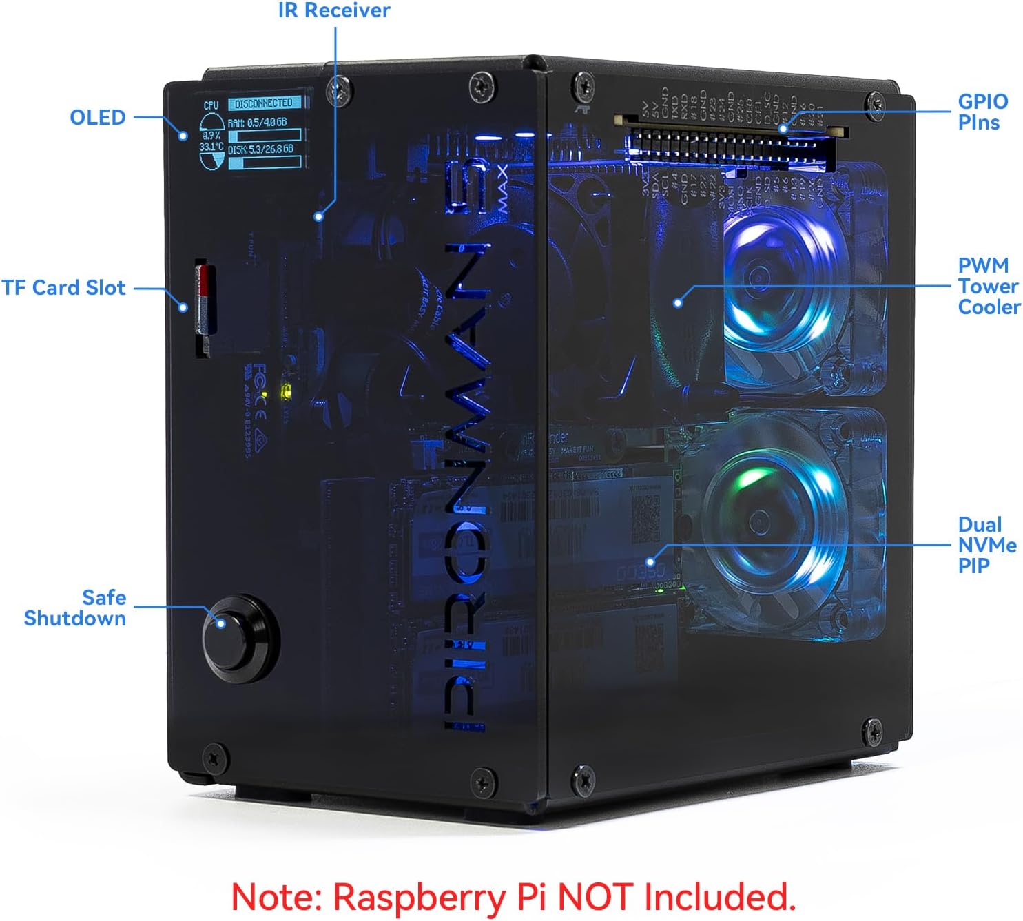 Pironman 5-MAX Dual NVMe M.2 S - Raspberry Pi Ai Kit Hailo-8L review and price